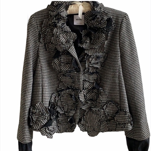 Moschino Jackets & Blazers - Moschino flower appliqué houndstooth blazer jacket